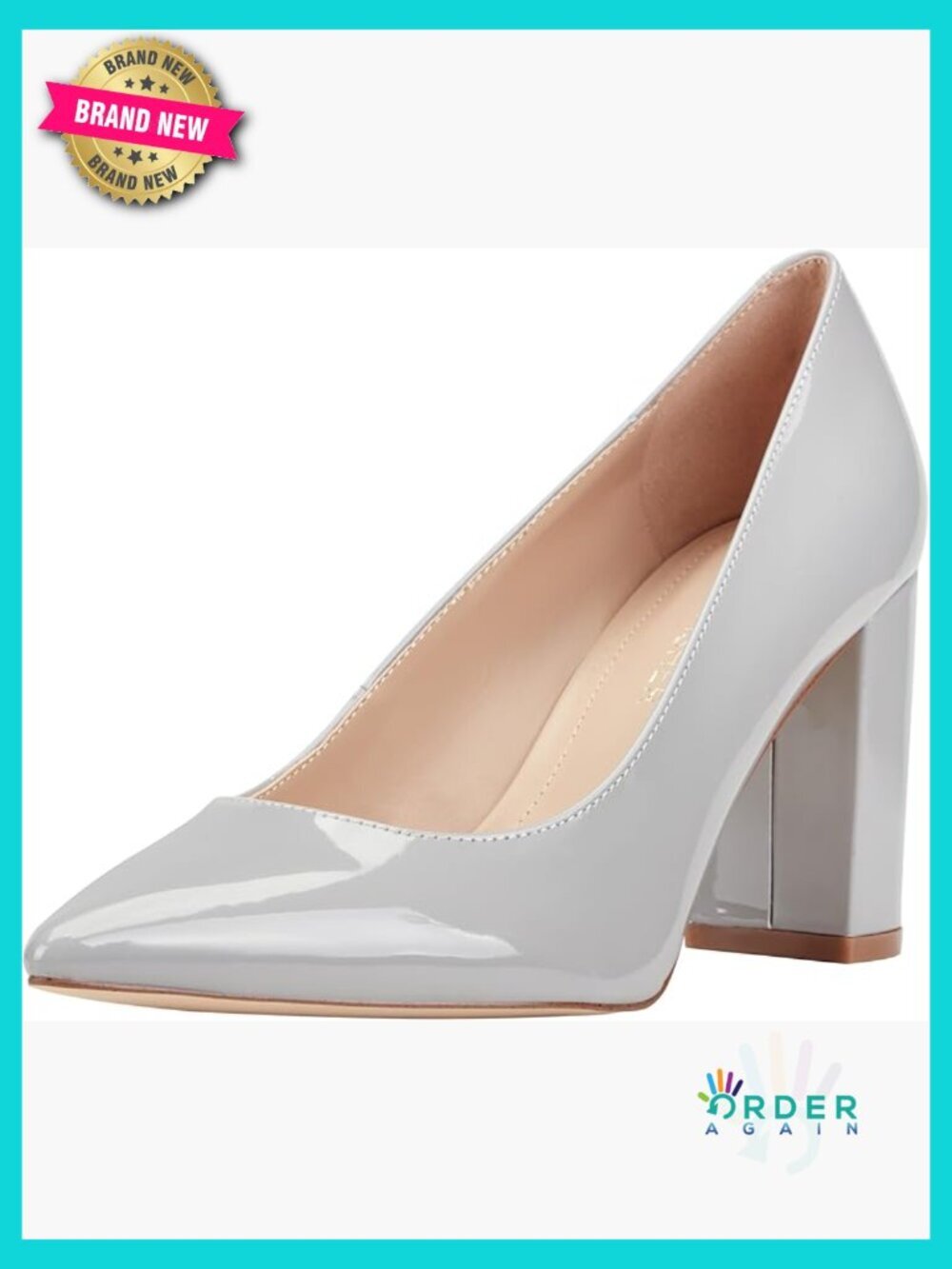Faux Patent Leather Pointy Toe Block Heel Pumps Dressy Slip On Low Top